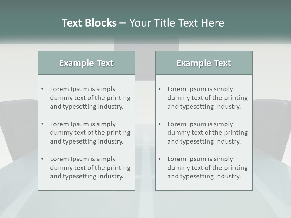 A Glass Conference Table With Black Leather Chairs PowerPoint Template