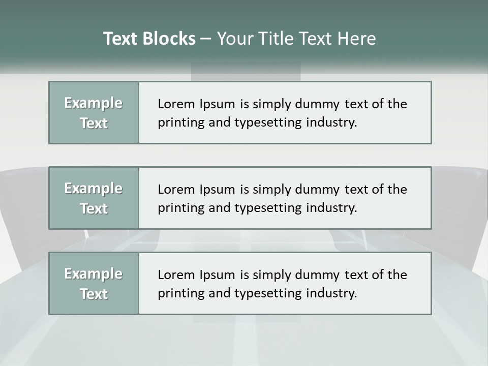 A Glass Conference Table With Black Leather Chairs PowerPoint Template