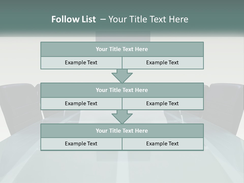 A Glass Conference Table With Black Leather Chairs PowerPoint Template
