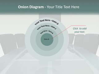 A Glass Conference Table With Black Leather Chairs PowerPoint Template
