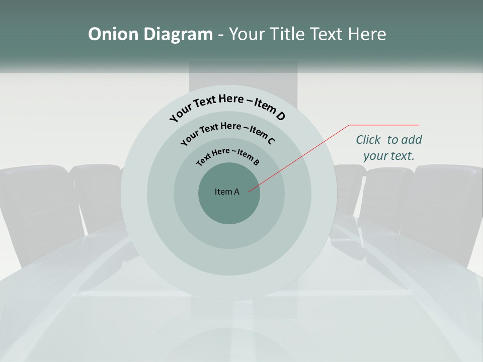A Glass Conference Table With Black Leather Chairs PowerPoint Template