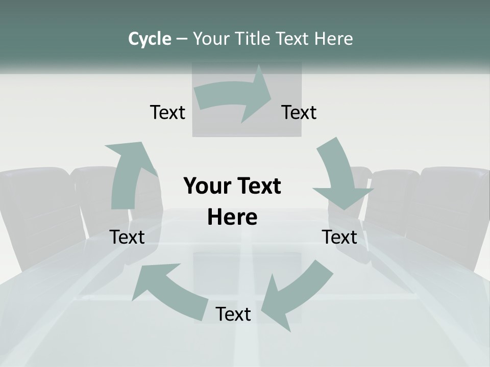 A Glass Conference Table With Black Leather Chairs PowerPoint Template