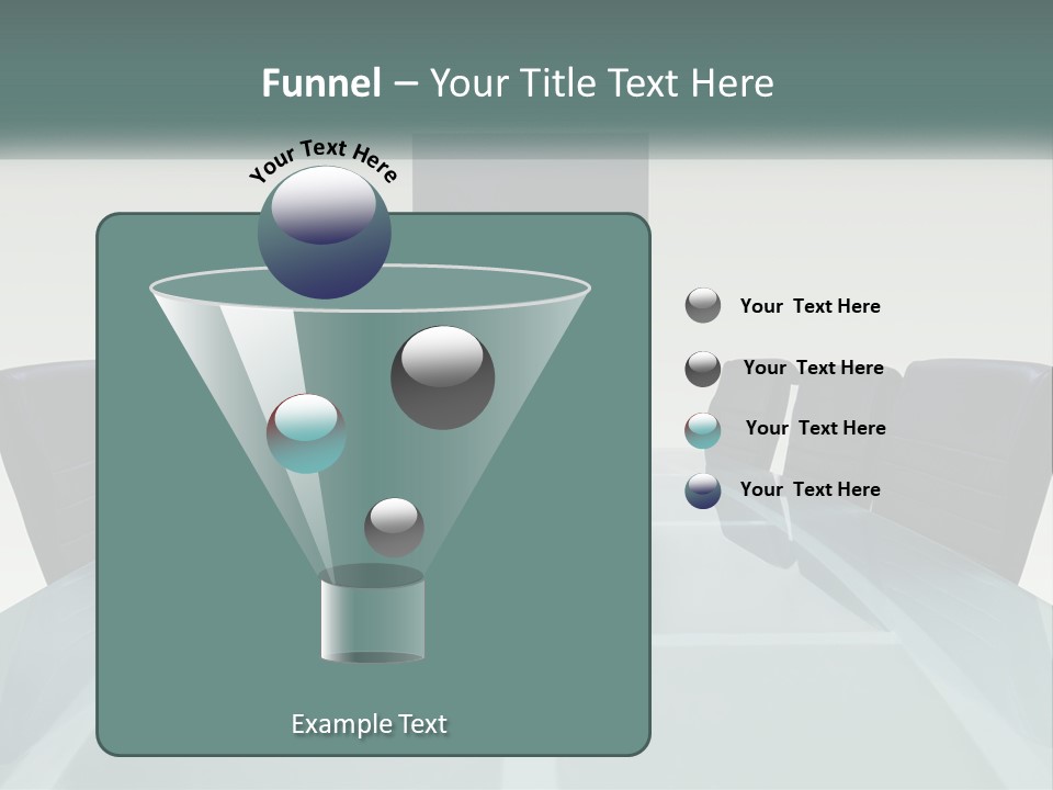 A Glass Conference Table With Black Leather Chairs PowerPoint Template