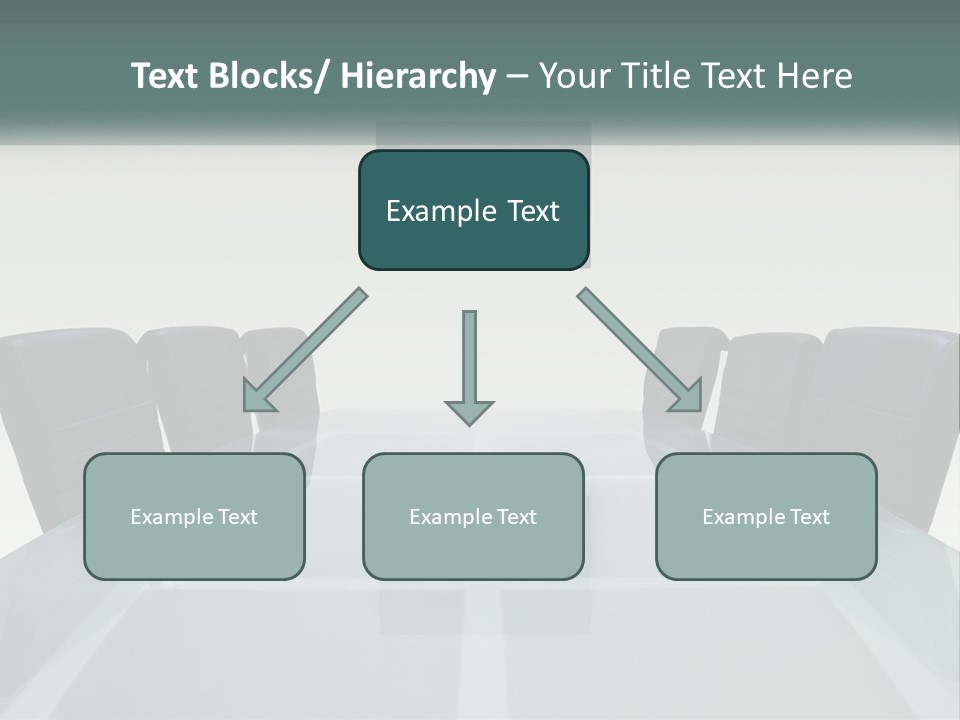 A Glass Conference Table With Black Leather Chairs PowerPoint Template