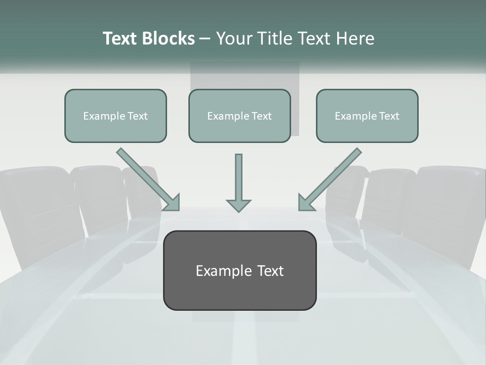 A Glass Conference Table With Black Leather Chairs PowerPoint Template