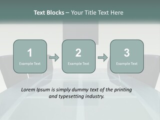 A Glass Conference Table With Black Leather Chairs PowerPoint Template