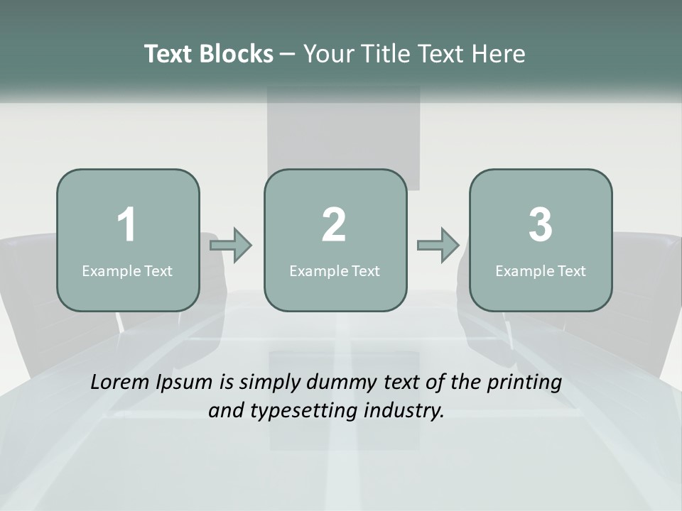 A Glass Conference Table With Black Leather Chairs PowerPoint Template
