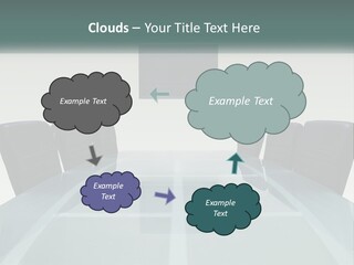 A Glass Conference Table With Black Leather Chairs PowerPoint Template