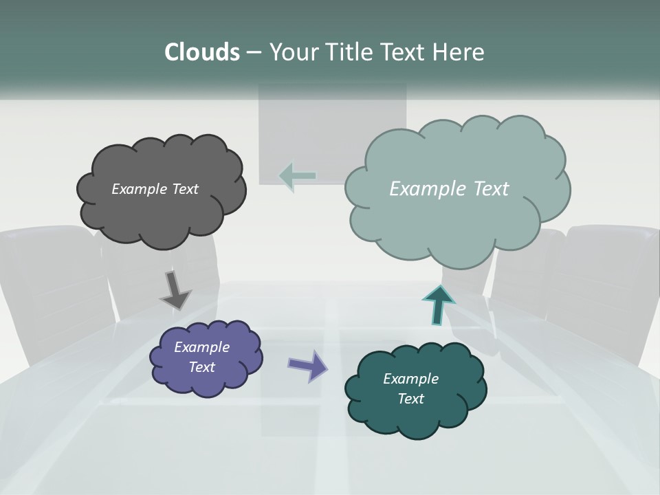 A Glass Conference Table With Black Leather Chairs PowerPoint Template