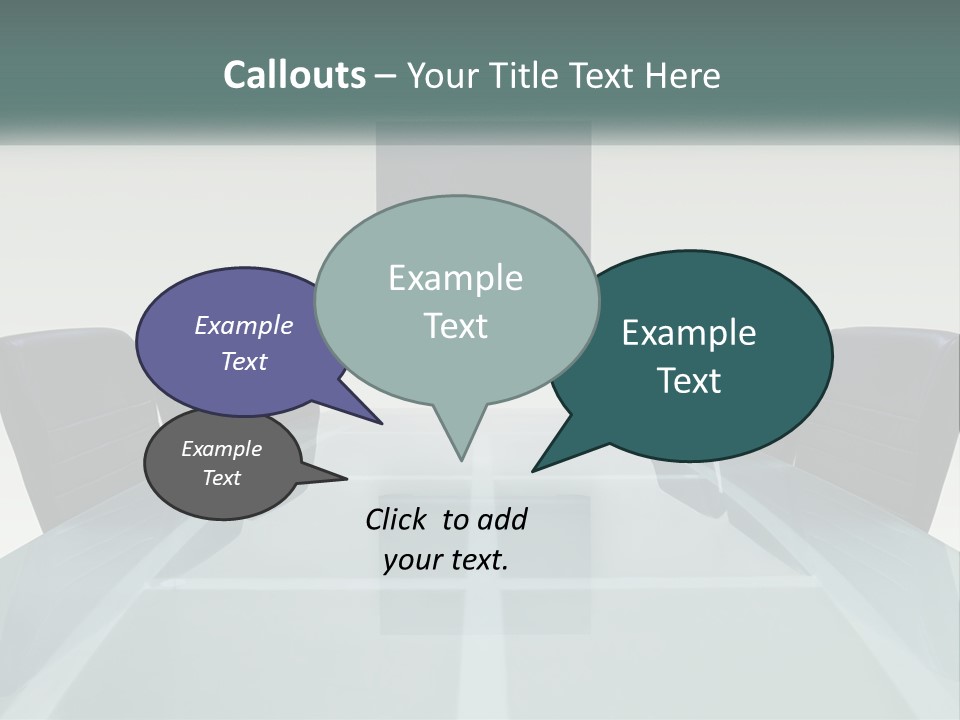 A Glass Conference Table With Black Leather Chairs PowerPoint Template
