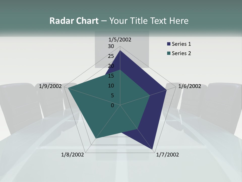 A Glass Conference Table With Black Leather Chairs PowerPoint Template