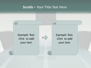A Glass Conference Table With Black Leather Chairs PowerPoint Template