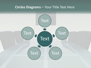 A Glass Conference Table With Black Leather Chairs PowerPoint Template