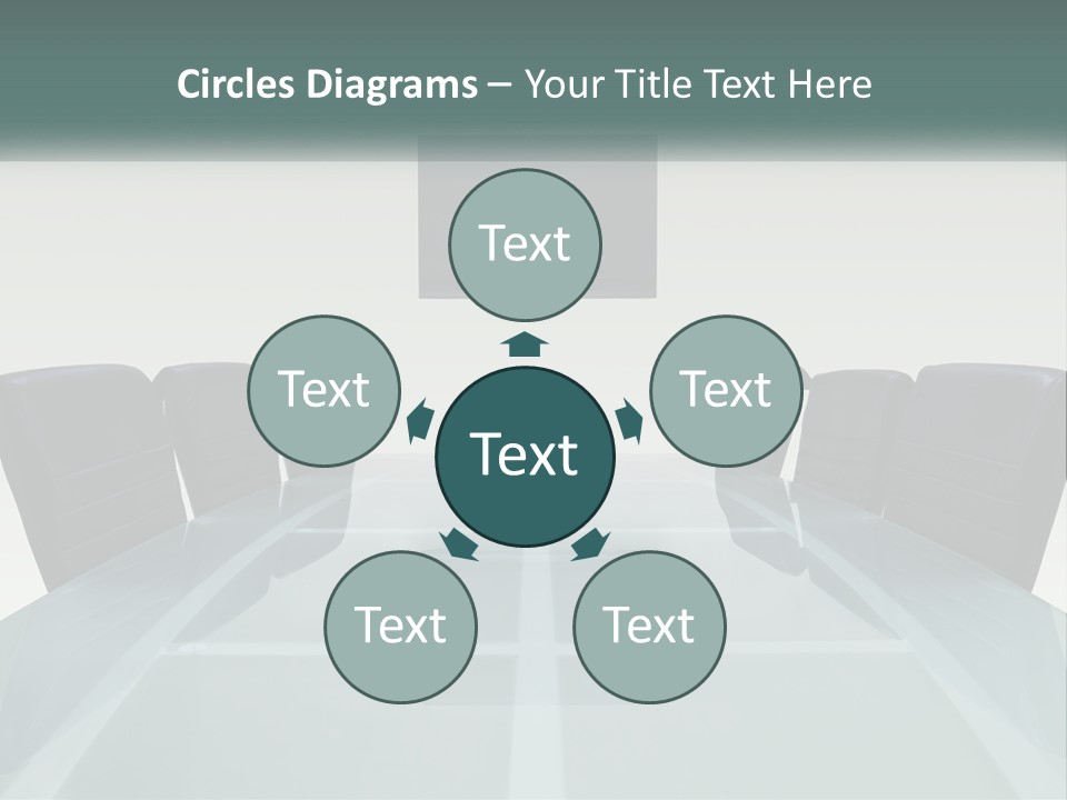 A Glass Conference Table With Black Leather Chairs PowerPoint Template