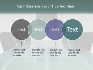 A Glass Conference Table With Black Leather Chairs PowerPoint Template