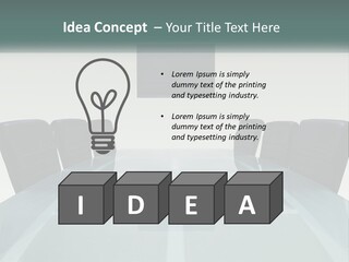 A Glass Conference Table With Black Leather Chairs PowerPoint Template