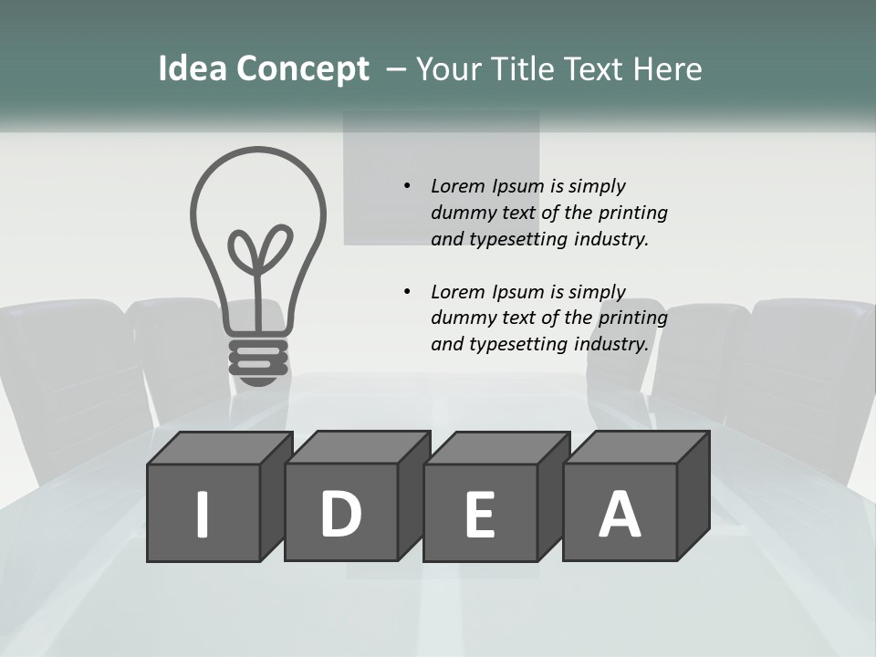 A Glass Conference Table With Black Leather Chairs PowerPoint Template