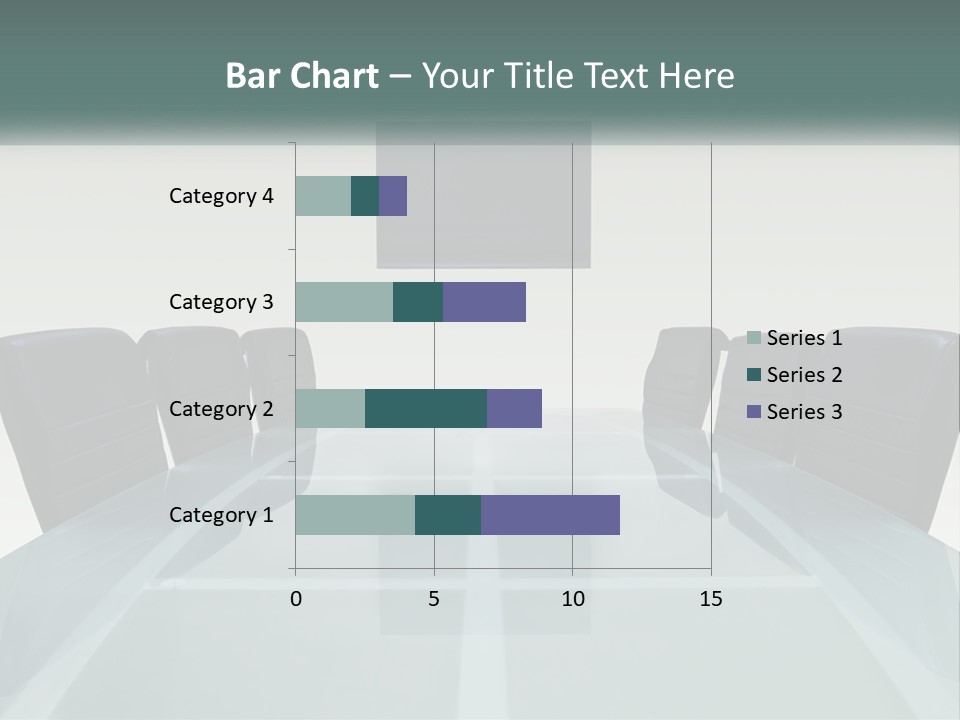 A Glass Conference Table With Black Leather Chairs PowerPoint Template