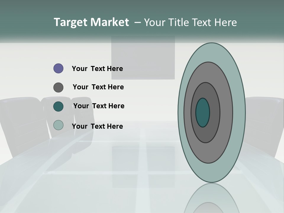 A Glass Conference Table With Black Leather Chairs PowerPoint Template