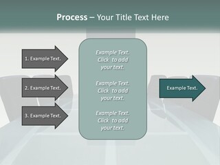 A Glass Conference Table With Black Leather Chairs PowerPoint Template