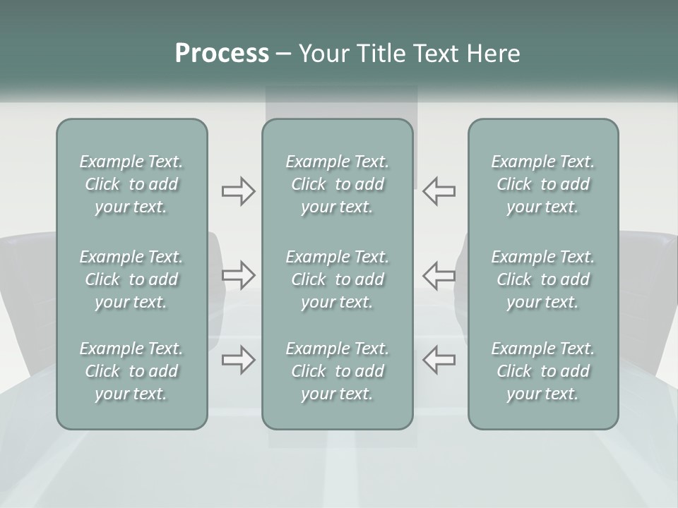 A Glass Conference Table With Black Leather Chairs PowerPoint Template