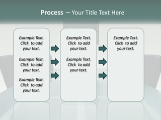 A Glass Conference Table With Black Leather Chairs PowerPoint Template