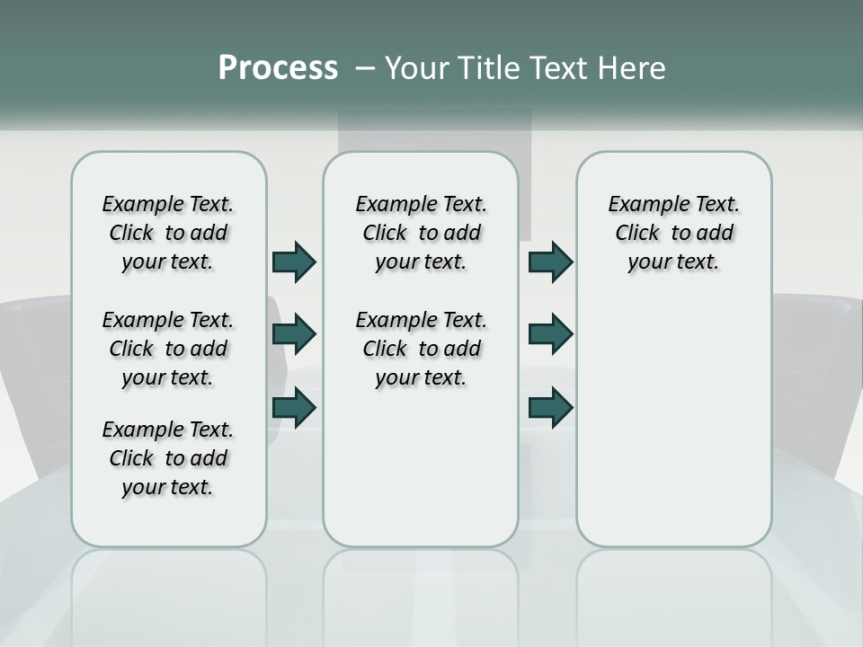A Glass Conference Table With Black Leather Chairs PowerPoint Template
