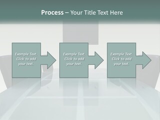A Glass Conference Table With Black Leather Chairs PowerPoint Template