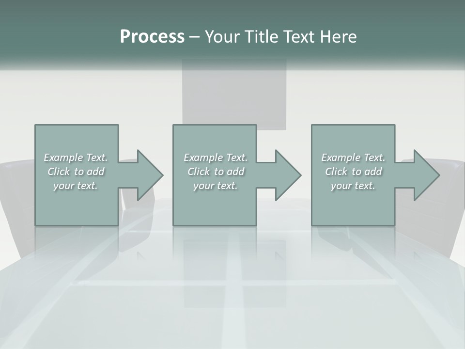 A Glass Conference Table With Black Leather Chairs PowerPoint Template