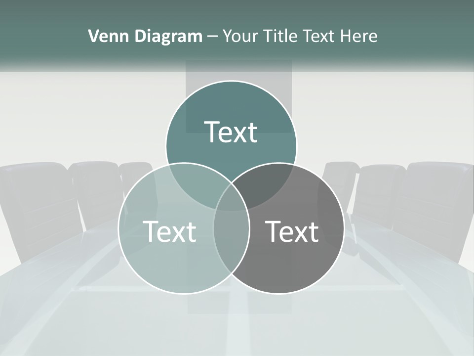 A Glass Conference Table With Black Leather Chairs PowerPoint Template