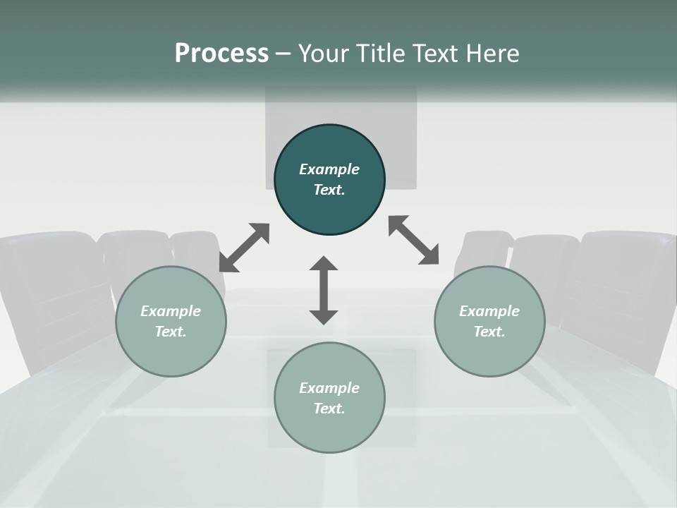 A Glass Conference Table With Black Leather Chairs PowerPoint Template