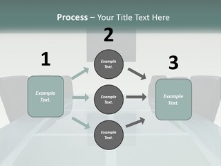 A Glass Conference Table With Black Leather Chairs PowerPoint Template