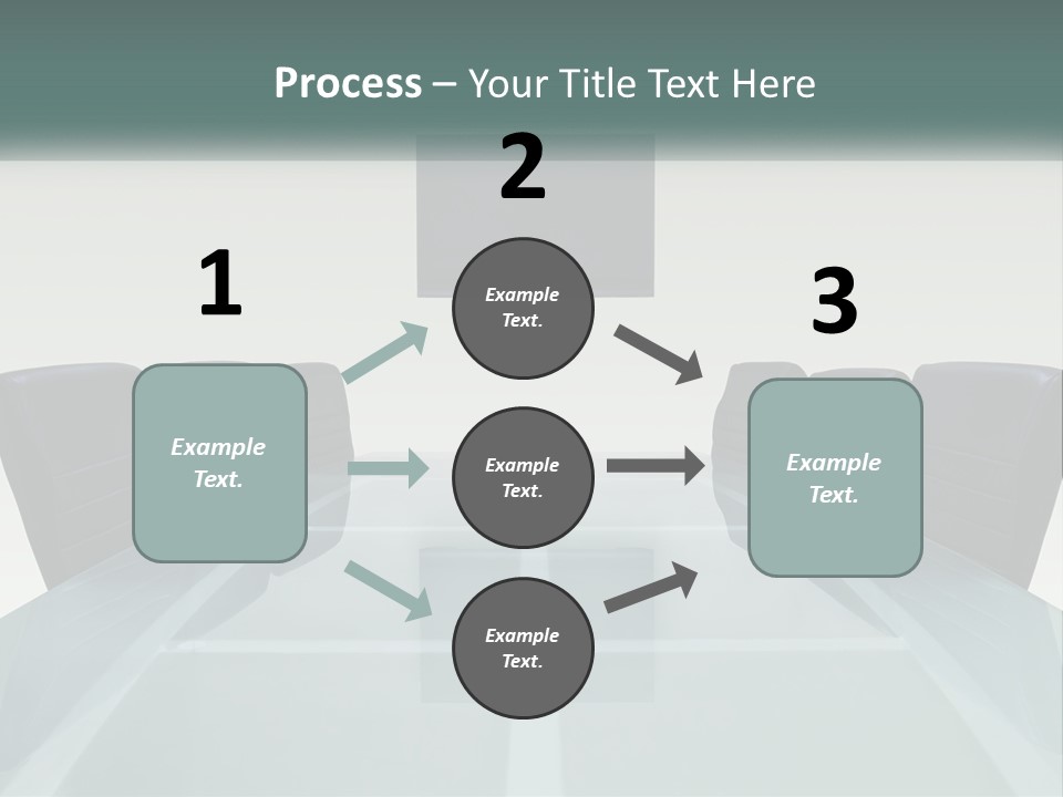 A Glass Conference Table With Black Leather Chairs PowerPoint Template