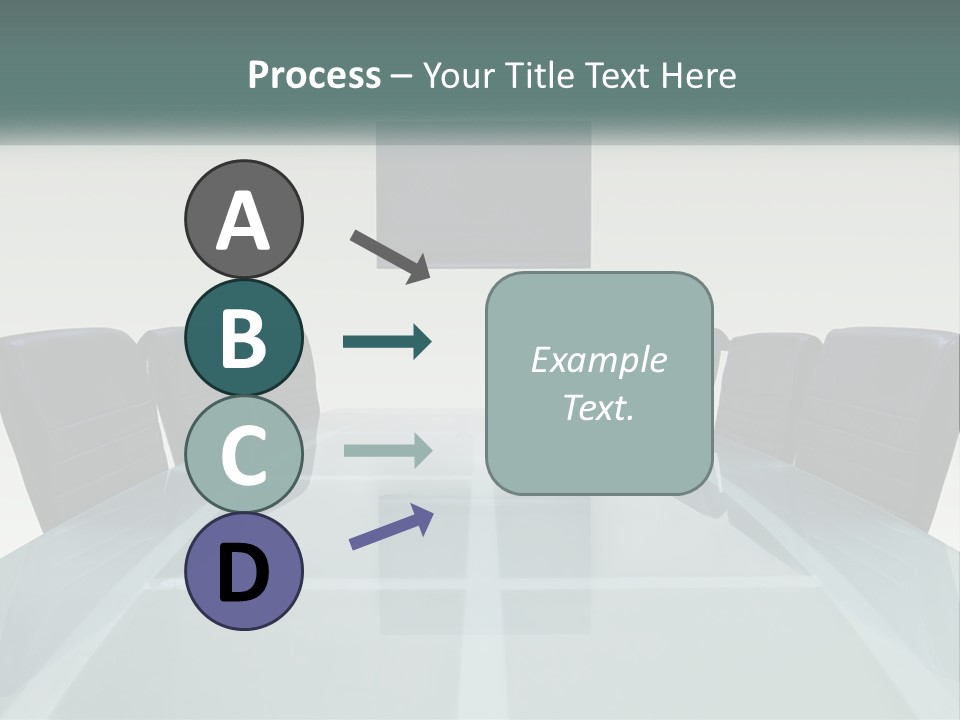 A Glass Conference Table With Black Leather Chairs PowerPoint Template