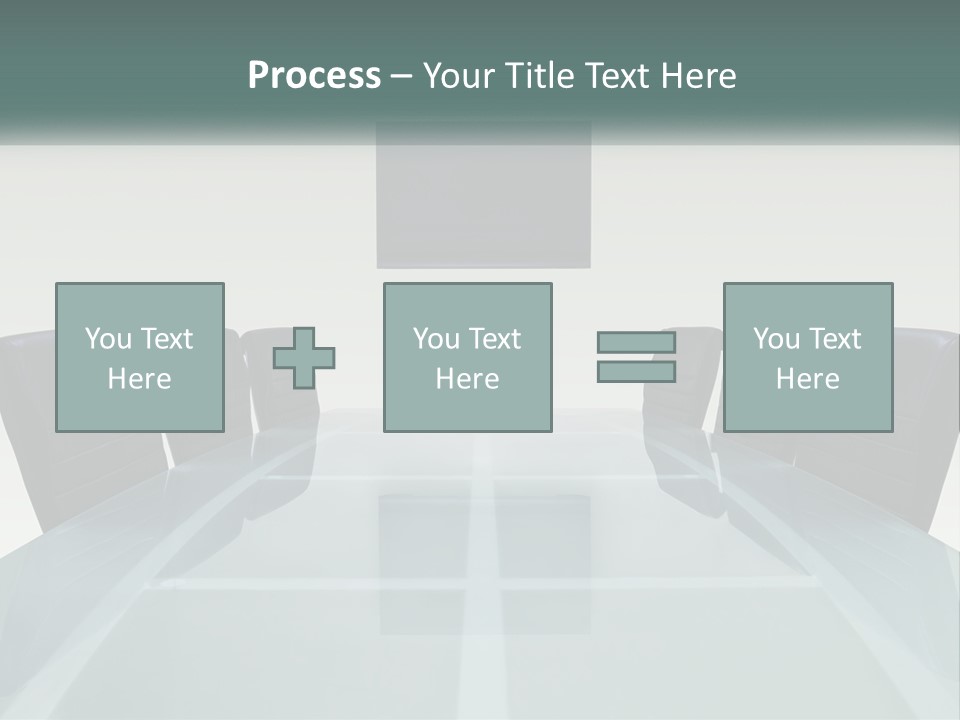 A Glass Conference Table With Black Leather Chairs PowerPoint Template
