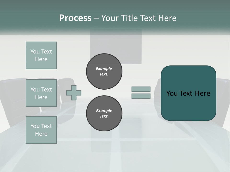 A Glass Conference Table With Black Leather Chairs PowerPoint Template