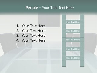 A Glass Conference Table With Black Leather Chairs PowerPoint Template