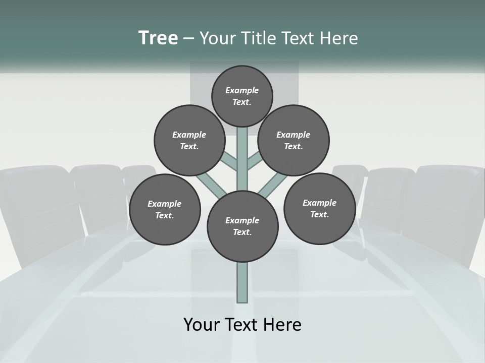 A Glass Conference Table With Black Leather Chairs PowerPoint Template