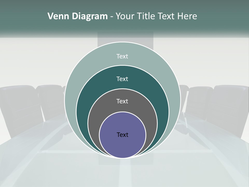 A Glass Conference Table With Black Leather Chairs PowerPoint Template
