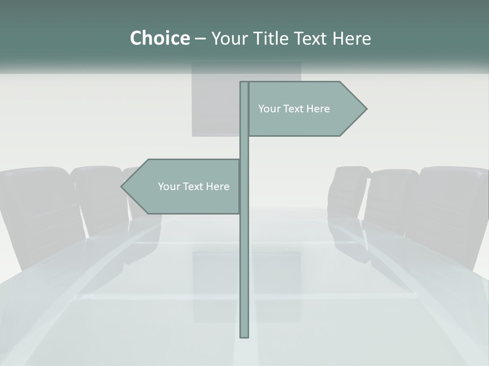 A Glass Conference Table With Black Leather Chairs PowerPoint Template