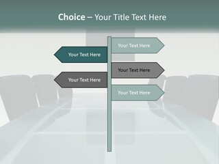 A Glass Conference Table With Black Leather Chairs PowerPoint Template