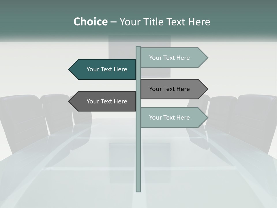 A Glass Conference Table With Black Leather Chairs PowerPoint Template
