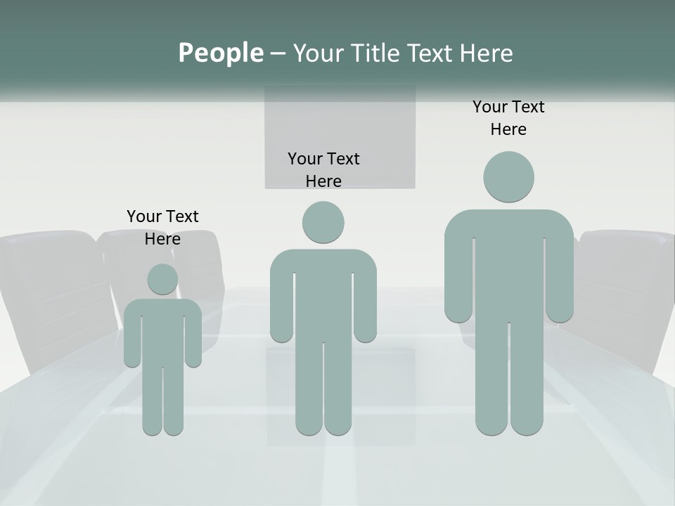 A Glass Conference Table With Black Leather Chairs PowerPoint Template