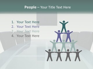 A Glass Conference Table With Black Leather Chairs PowerPoint Template