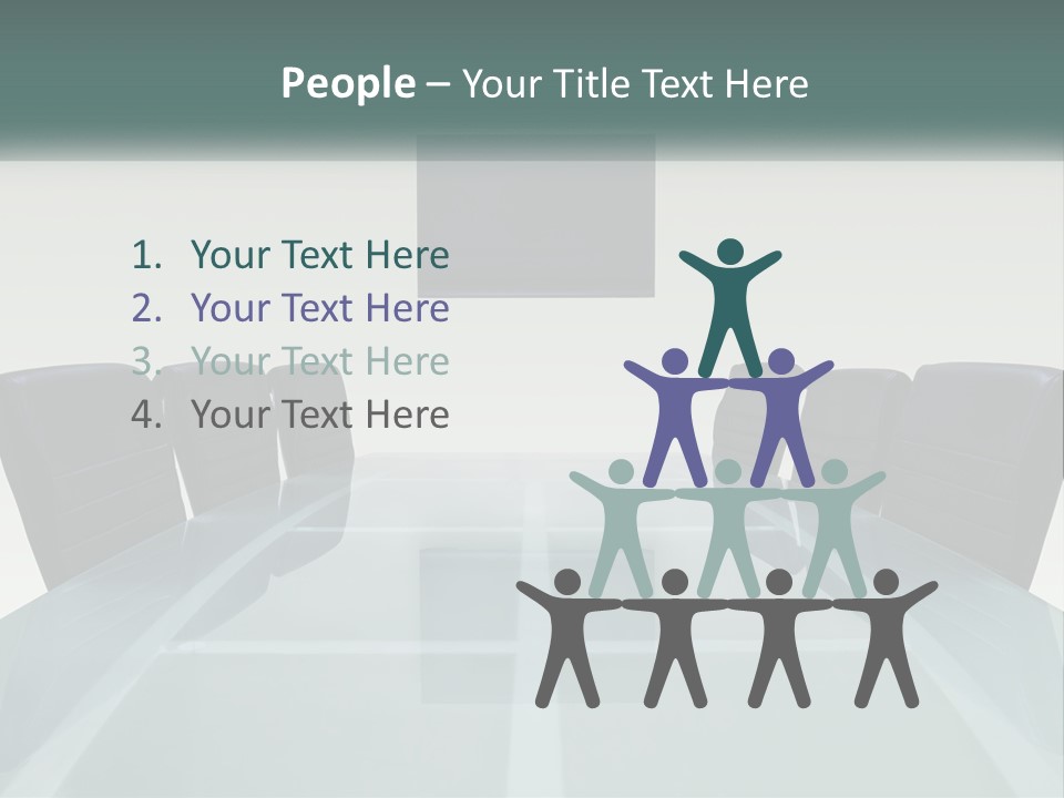 A Glass Conference Table With Black Leather Chairs PowerPoint Template