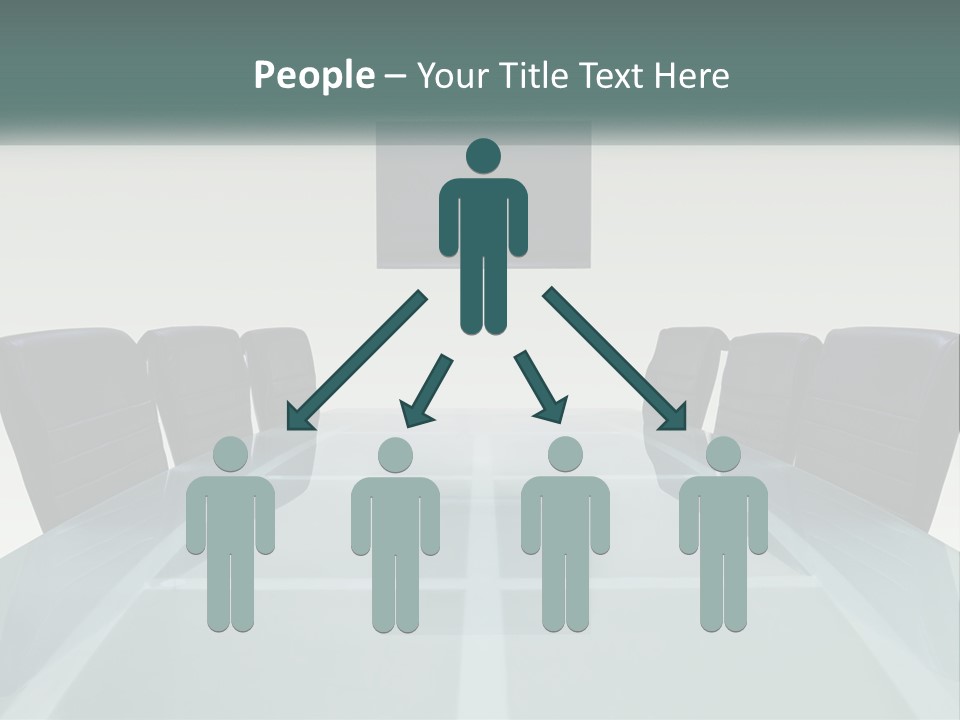 A Glass Conference Table With Black Leather Chairs PowerPoint Template