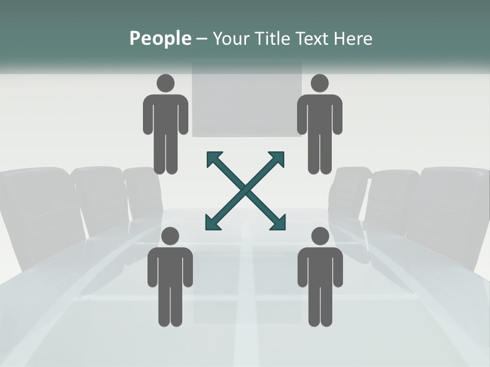 A Glass Conference Table With Black Leather Chairs PowerPoint Template