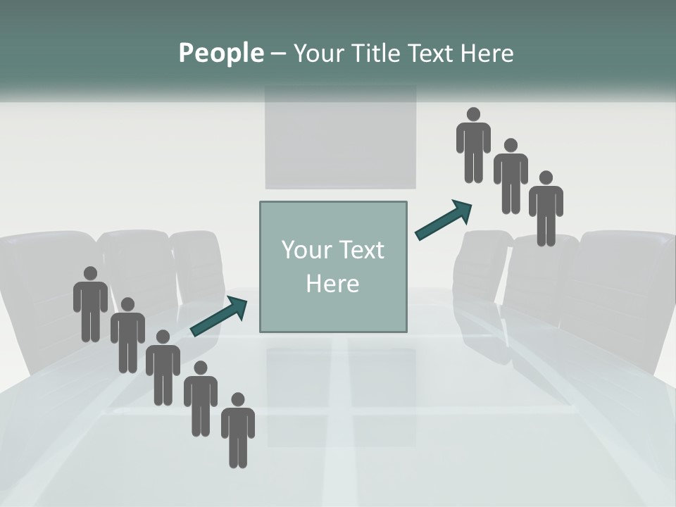 A Glass Conference Table With Black Leather Chairs PowerPoint Template