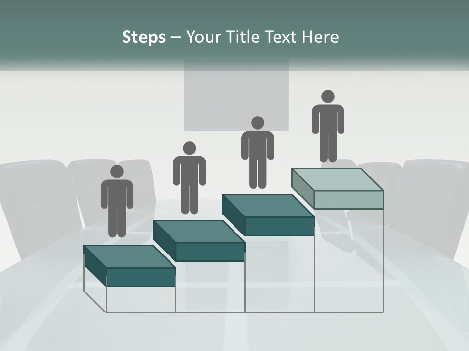 A Glass Conference Table With Black Leather Chairs PowerPoint Template