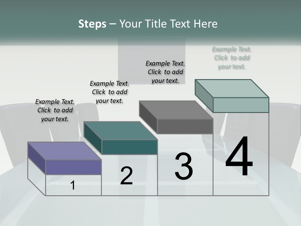 A Glass Conference Table With Black Leather Chairs PowerPoint Template